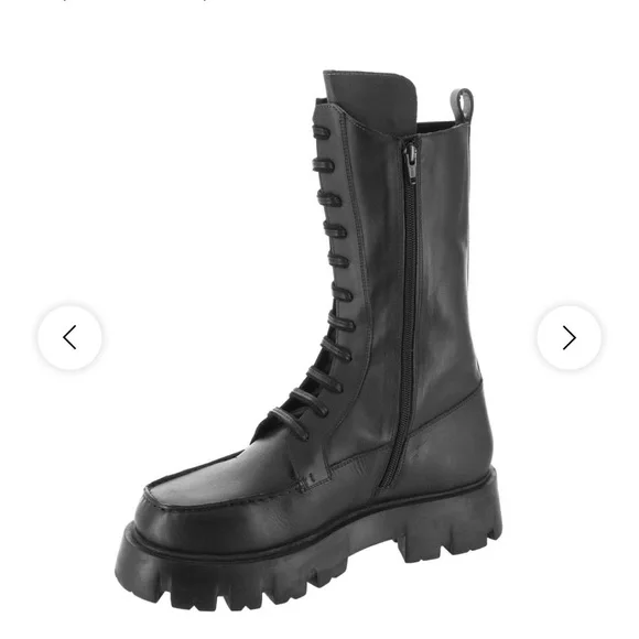 Free People Jones Lug Sole Combat Boot Size 7 Leather BlacK NEW - Picture 4 of 15